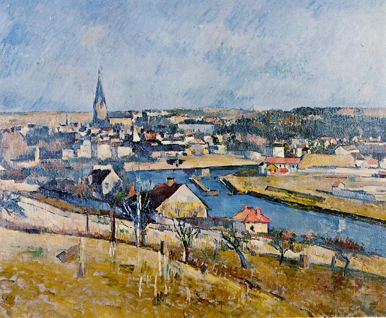 Reproduction du tableau « Melun vu depuis Le Mée-sur-Seine - Paul Cézanne » par Alpha Reproduction en peinture à l’huile