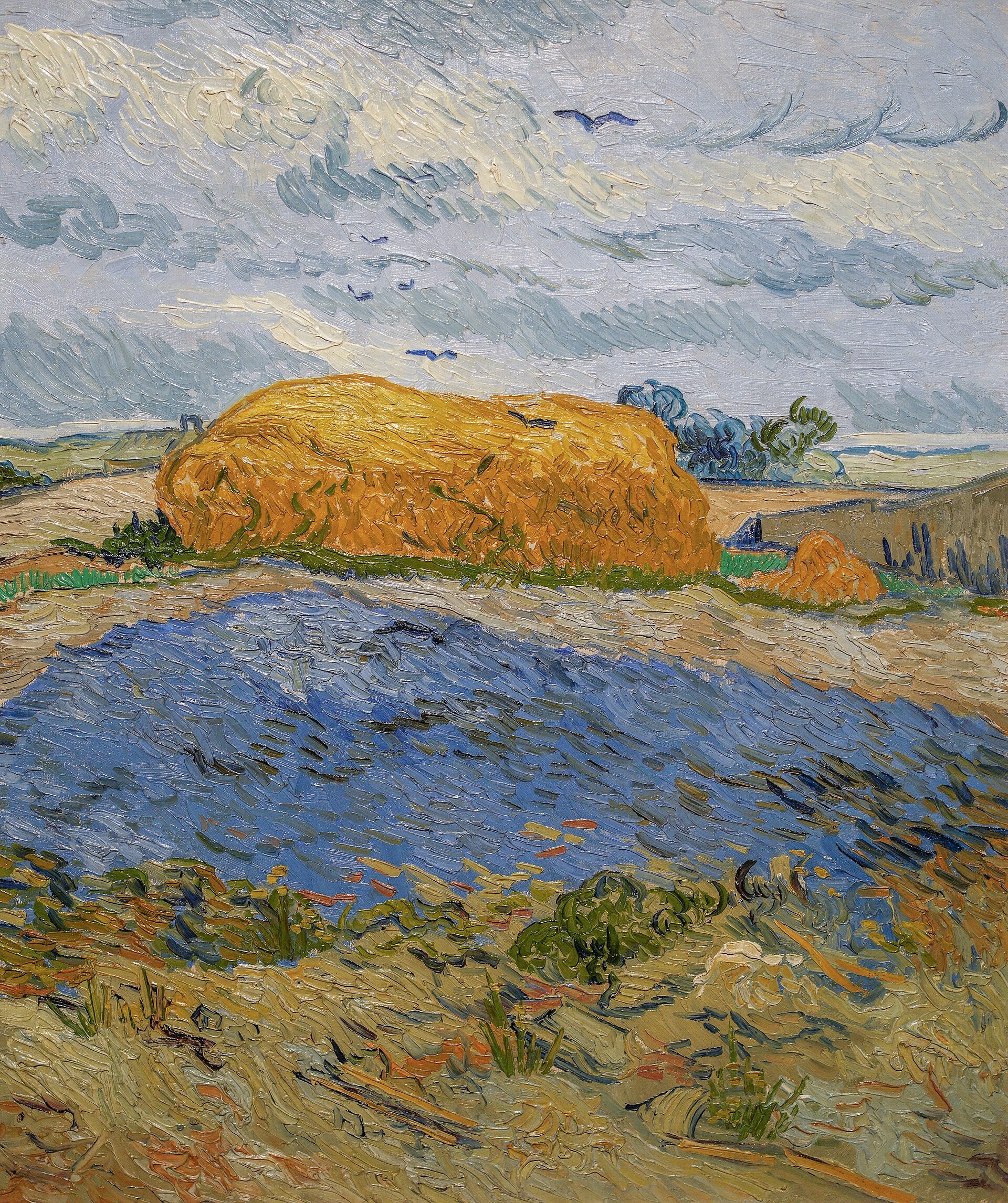Mucchi di fieno sotto un cielo piovoso - Vincent van Gogh