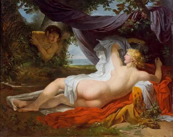 Une Bacchante éveillée par un jeune faune - Charles Meynier - Alpha Reproduction