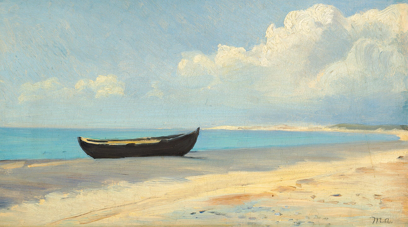 Una barca a remi sulla spiaggia, Skagen. - Michael Peter Ancher