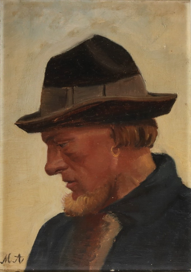 Portrait d’un pêcheur coiffé d’un chapeau mou. - Michael Peter Ancher - Alpha Reproduction