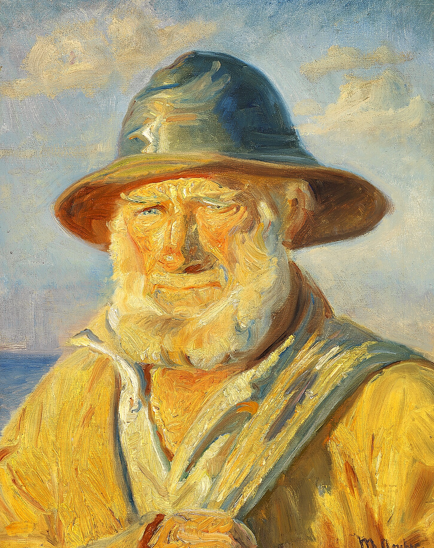Pêcheur de Skagen au soleil couchant. Étude. - Michael Peter Ancher - Alpha Reproduction