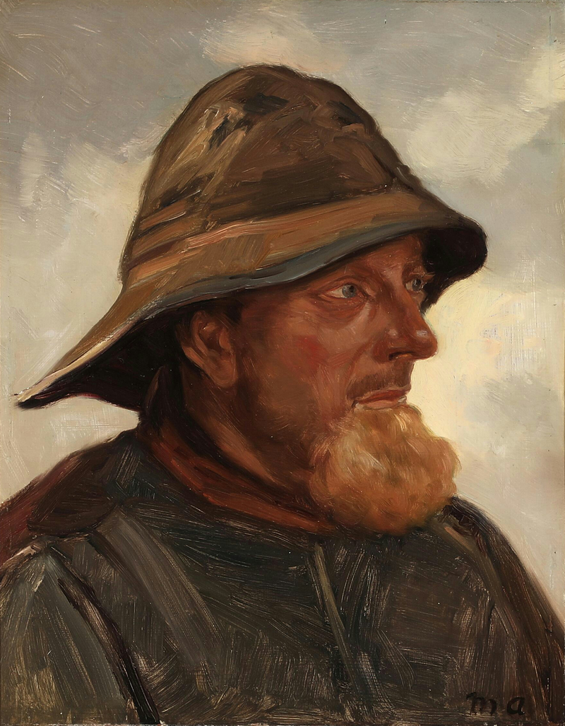 Un pescatore di Skagen. 37×29 cm. -Michael Peter Ancher
