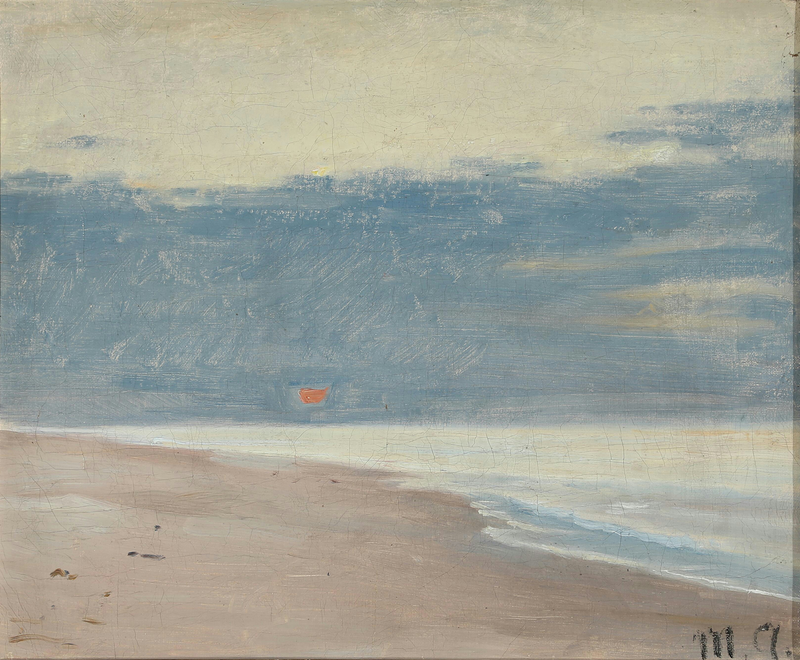 Vista da una spiaggia sotto un sole basso. - Michael Peter Ancher