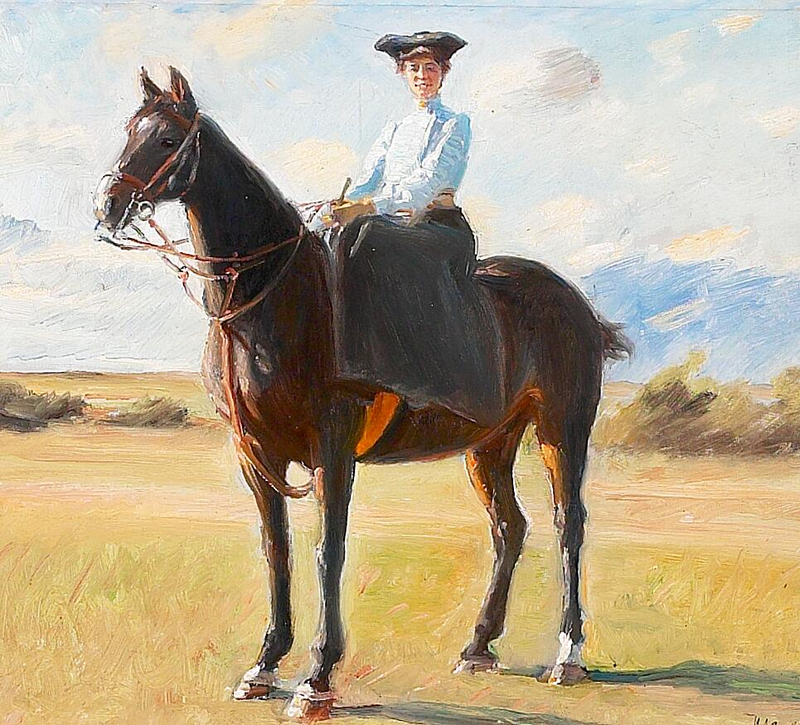 Una giovane donna a cavallo. - Michael Peter Ancher