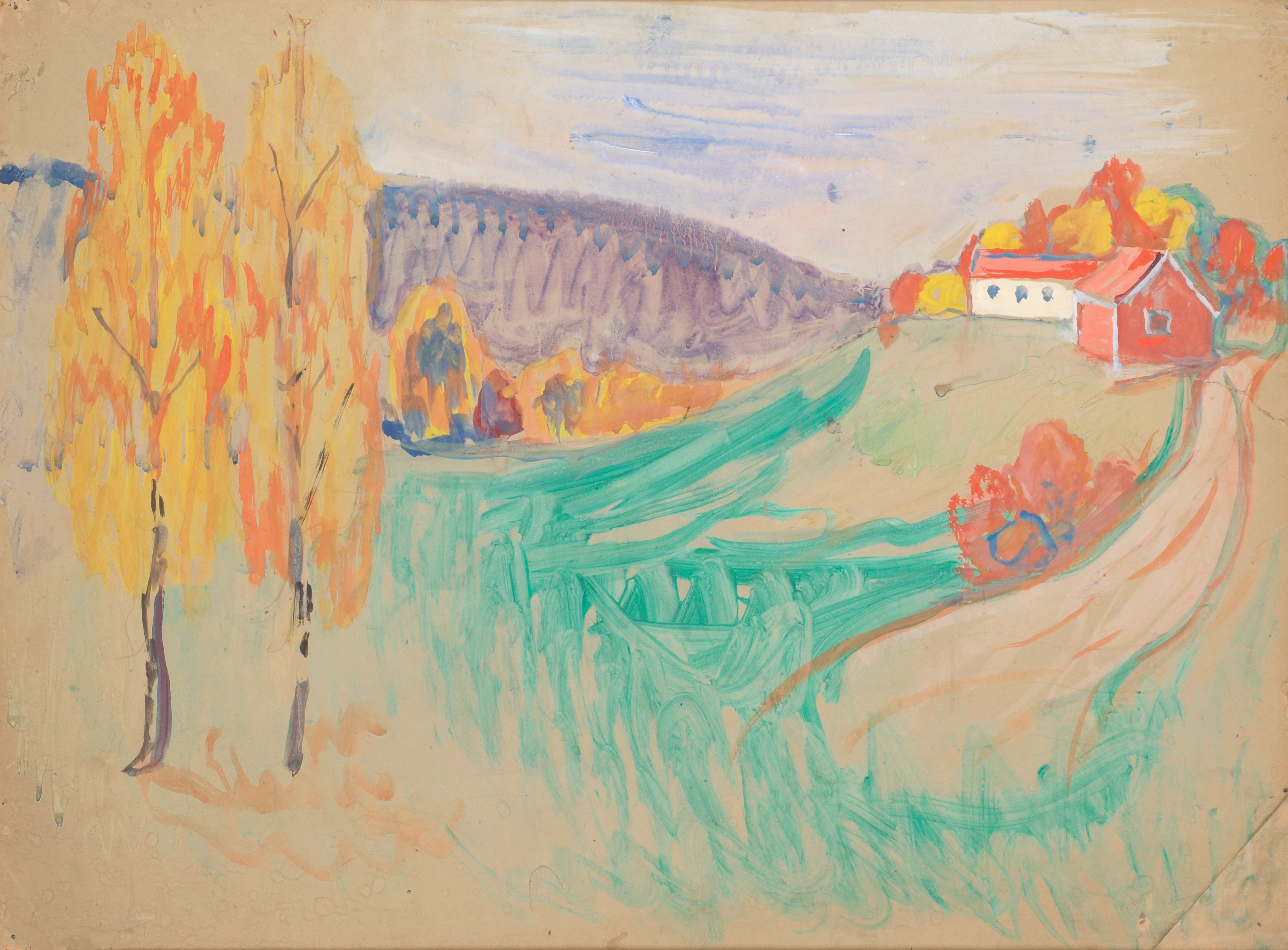 Reproduction du tableau « Paysage d'automne - Edvard Munch » par Alpha Reproduction en peinture à l’huile
