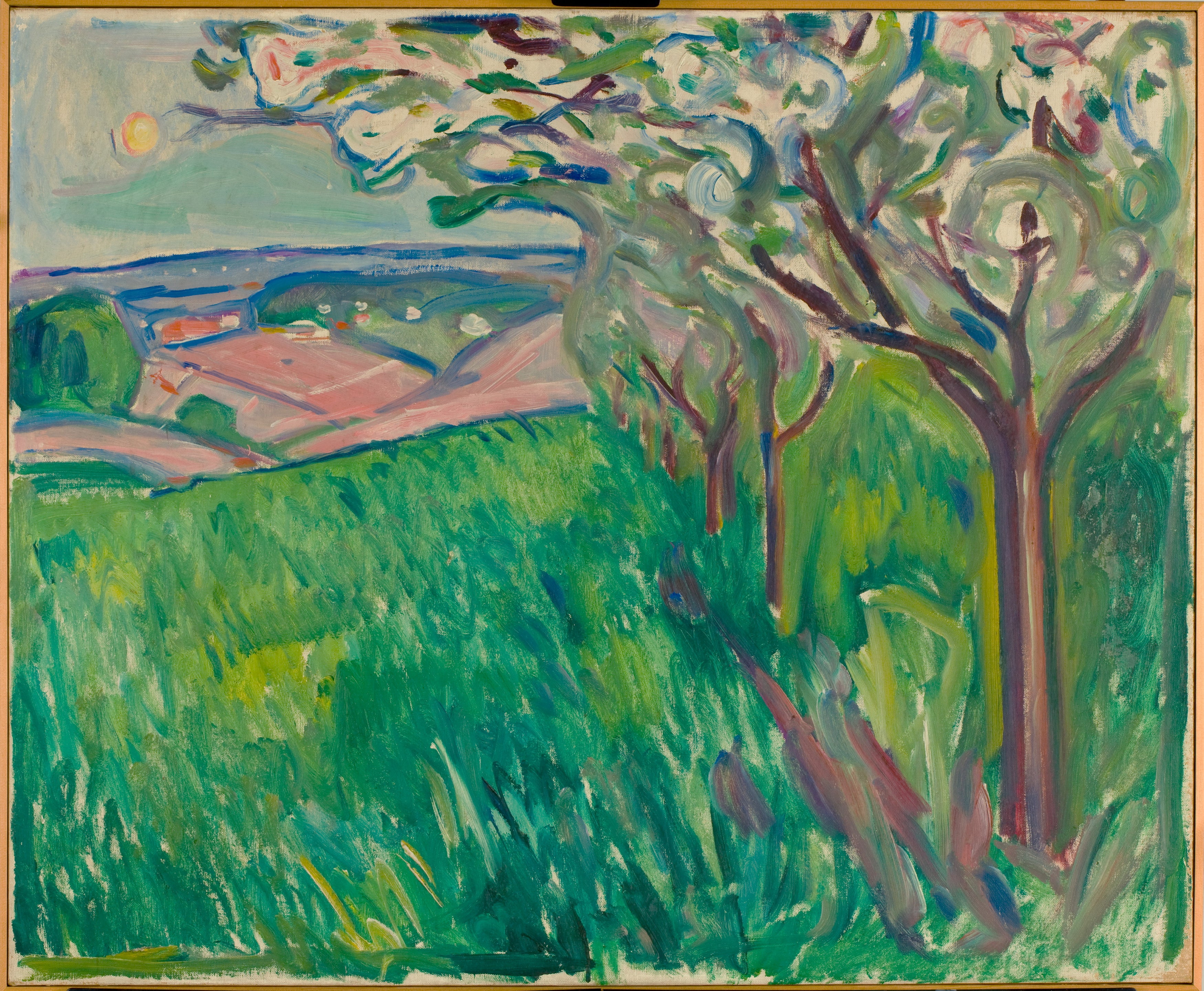 Reproduction du tableau « Arbres fruitiers en fleurs - Edvard Munch » par Alpha Reproduction en peinture à l’huile