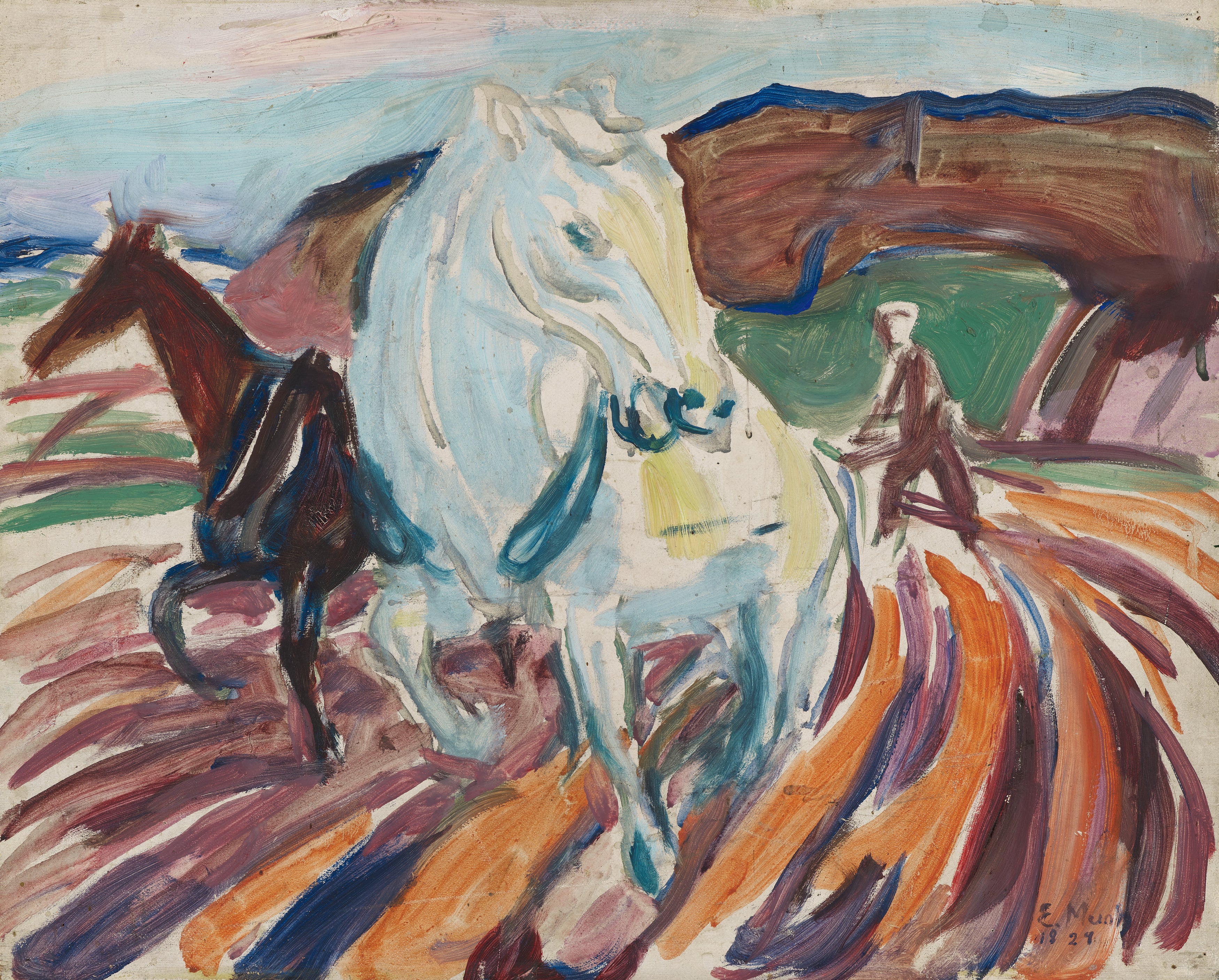 Reproduction du tableau « Chevaux labourants - Edvard Munch » par Alpha Reproduction en peinture à l’huile