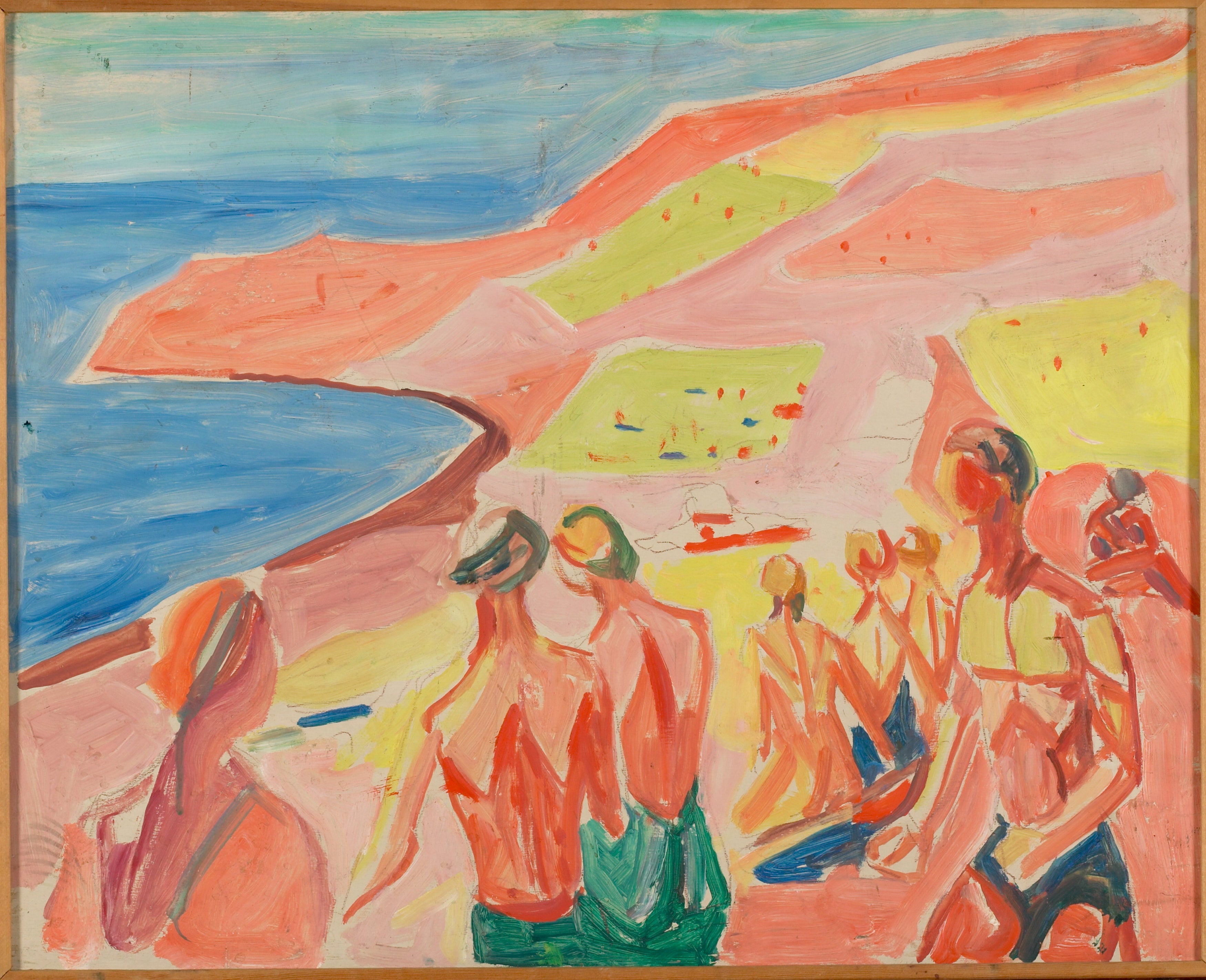 Reproduction du tableau « Personnes prenant un bain de soleil dans une baie - Edvard Munch » par Alpha Reproduction en peinture à l’huile