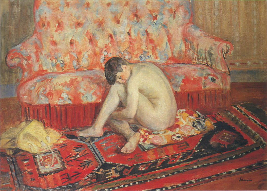 Nudo sul divano rosa - Henri Lebasque