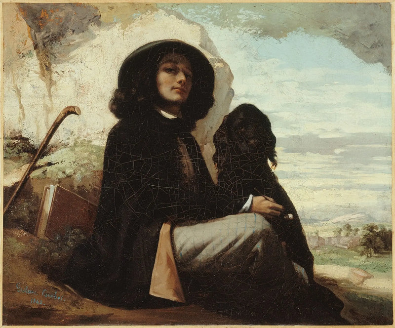 Autoritratto con cane nero - Gustave Courbet