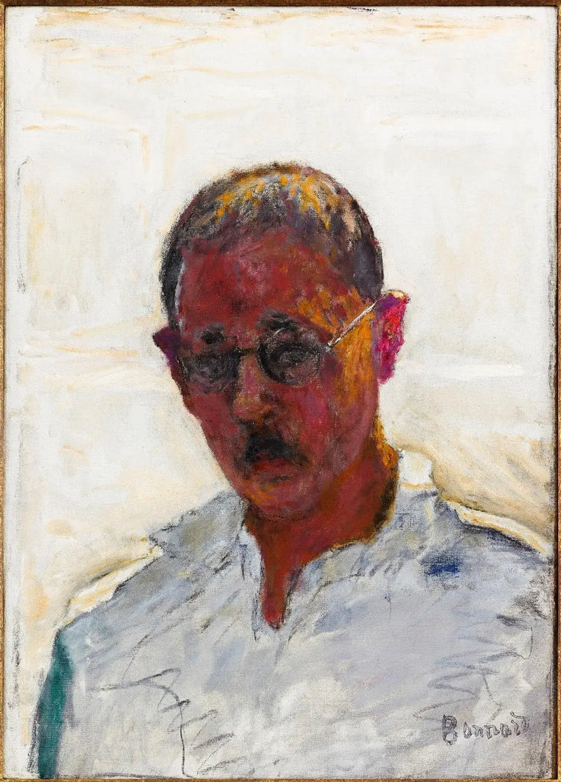 Autoritratto su sfondo bianco, camicia colletto aperto - Pierre Bonnard