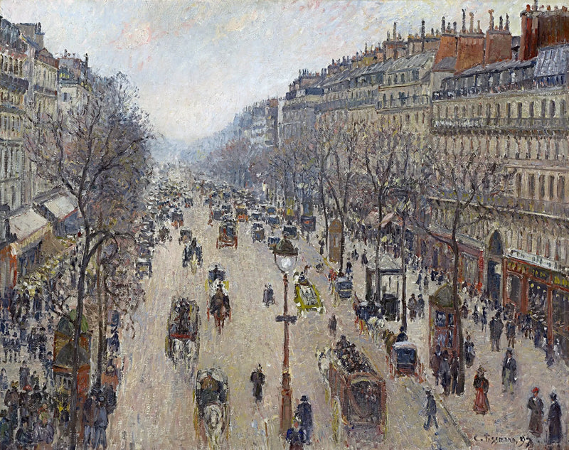 Boulevard Montmartre, mattina, tempo grigio - Camille Pissarro