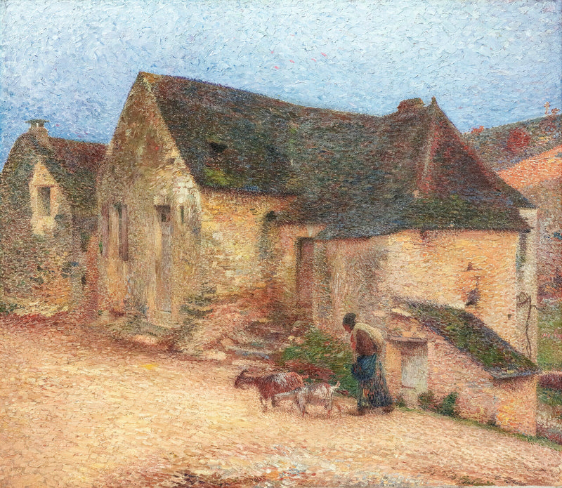 Pastore di capre davanti a una vecchia casa a Labastide - Henri-Jean Guillaume Martin
