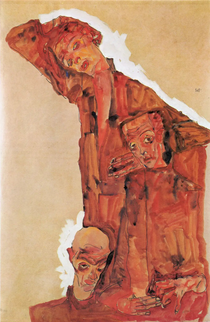 Composizione da Ritratto di tre uomini (Autoritratto) - Egon Schiele