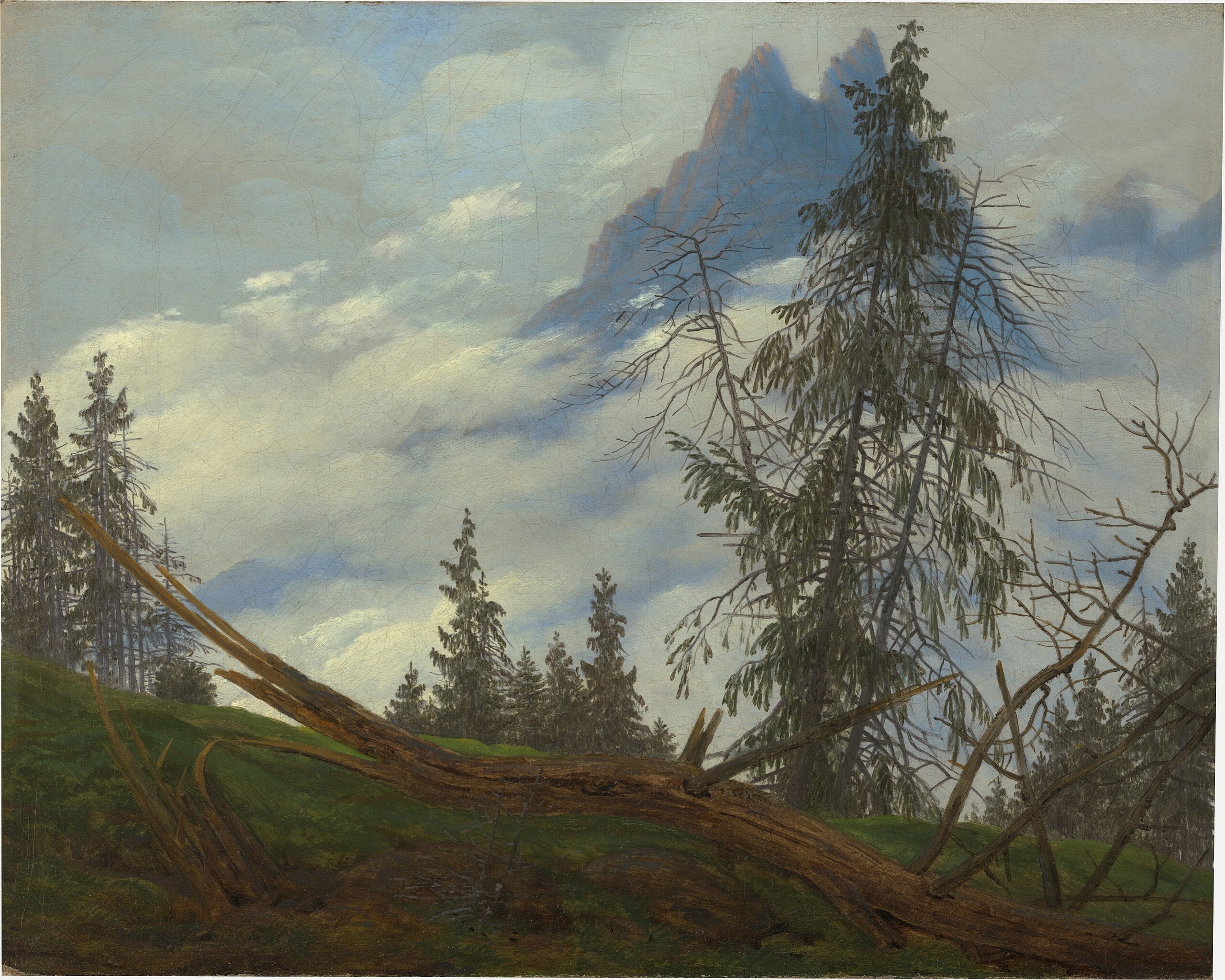 Cresta di alta montagna con nuvole di guida - Caspar David Friedrich