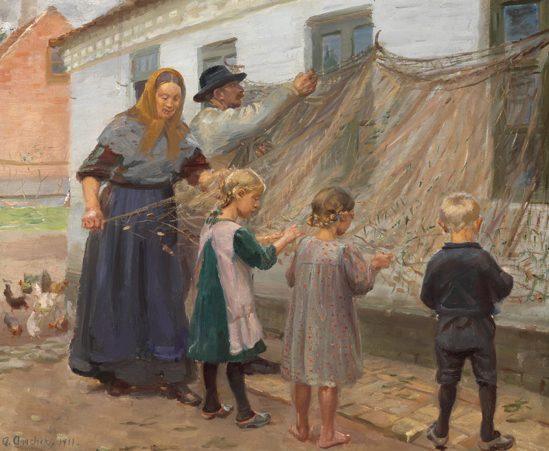 Districare la rete da pesca. -Anna Ancher