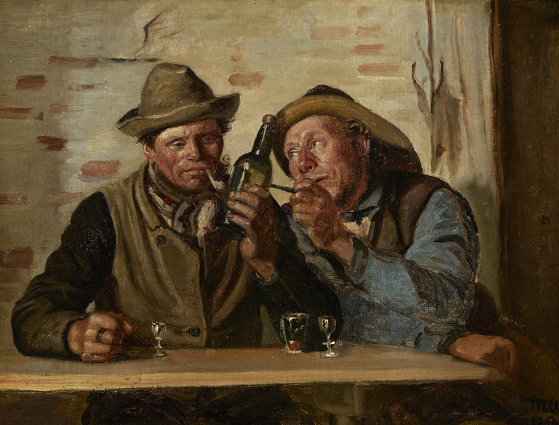 Due pescatori di Skagen si godono una sigaretta e un drink alla locanda. - Michael Peter Ancher