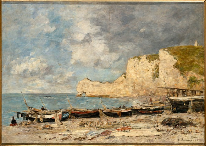 Reproduction du tableau « Étretat, la falaise d'Amont - Eugène Boudin » par Alpha Reproduction en peinture à l’huile