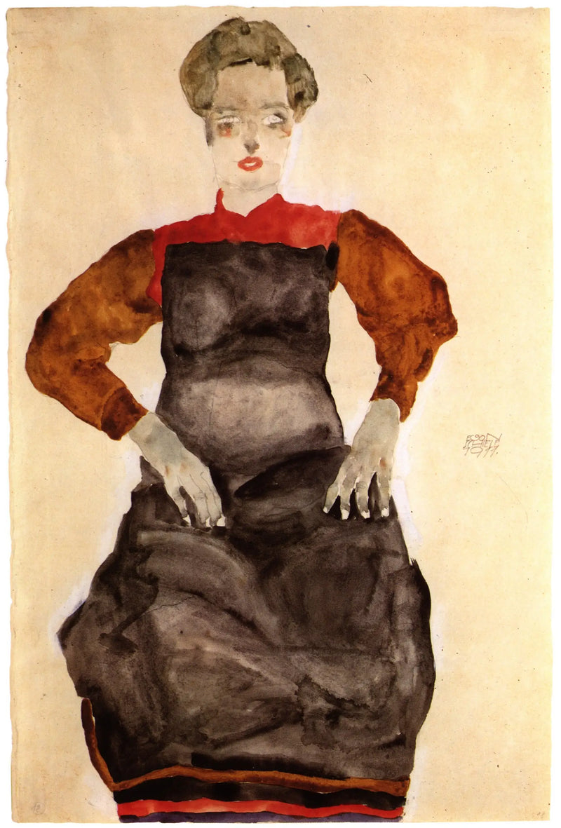 Donna con grembiule nero - Egon Schiele