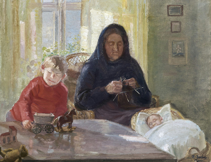 La nonna guarda i bambini. - Anna Ancher