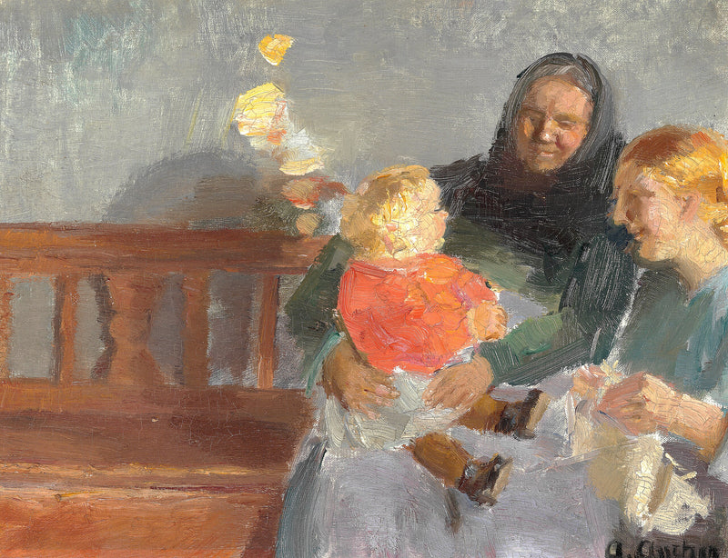 Interni soleggiati, con tre generazioni. - Anna Ancher
