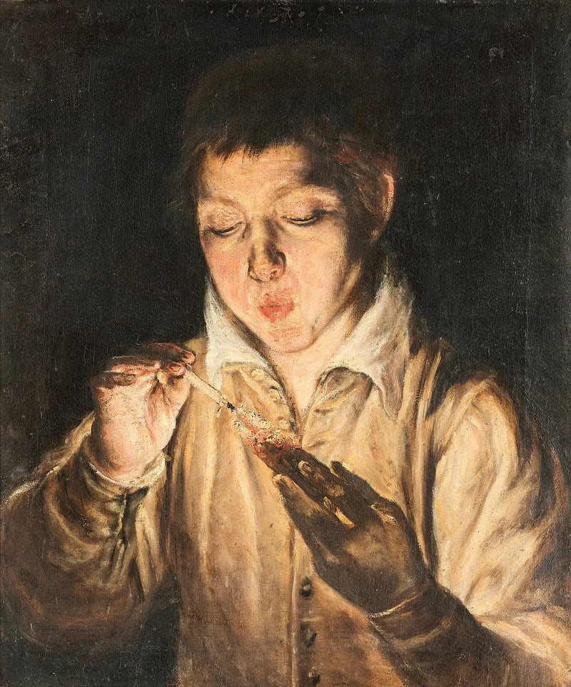 Giovane ragazzo che soffia su un tizzone - El Greco