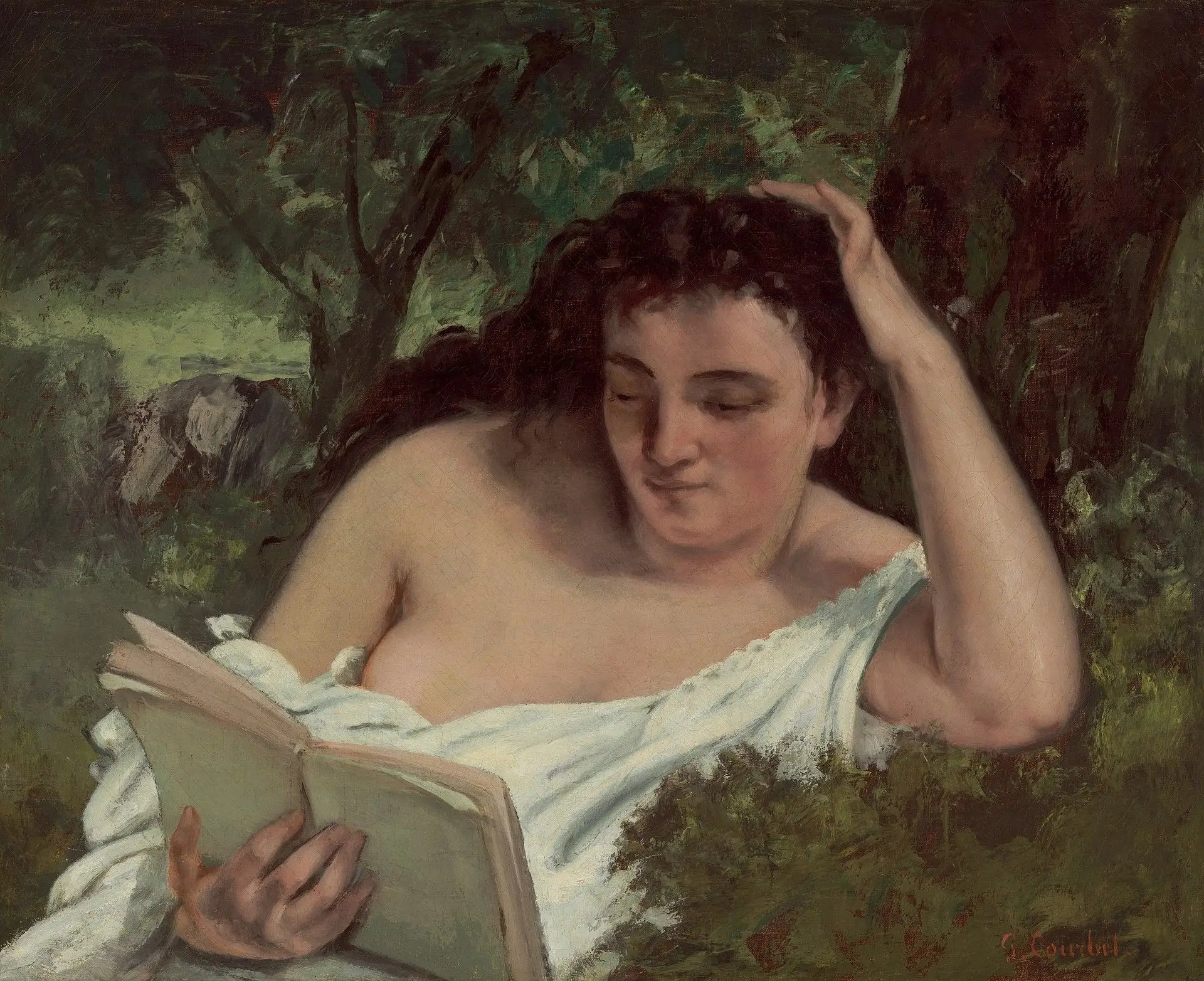 Jeune femme lisant - Gustave Courbet - Alpha Reproduction