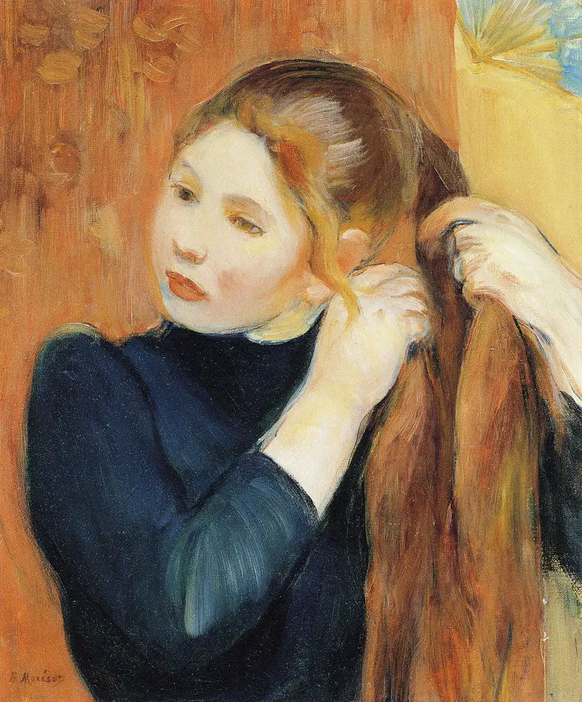 Reproduction du tableau « Jeune fille tressant ses cheveux - Berthe Morisot » par Alpha Reproduction en peinture à l’huile