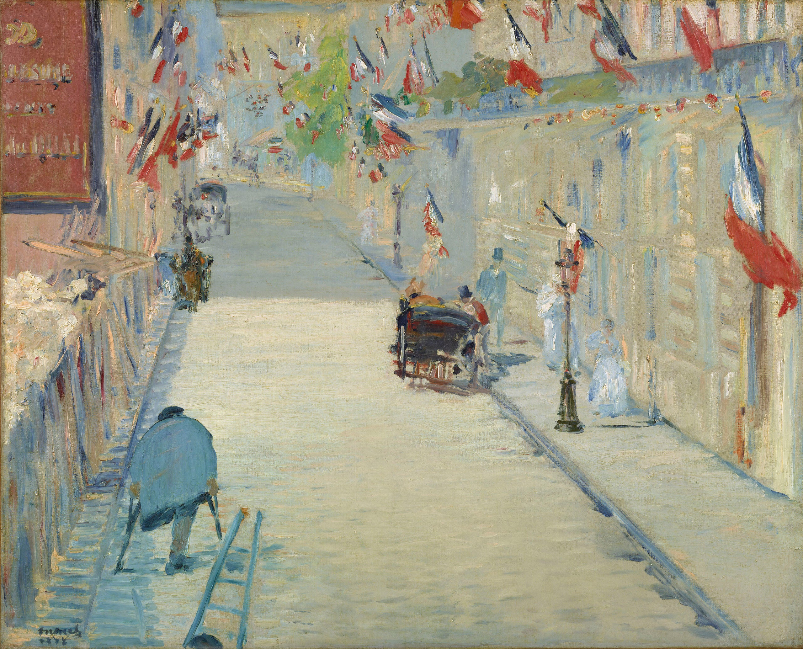 Reproduction du tableau « La rue Mosnier aux drapeaux - Édouard Manet » par Alpha Reproduction en peinture à l’huile