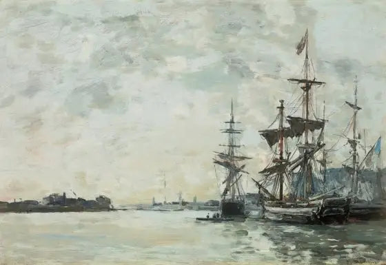 Le Havre, navi all'ancora nel porto - Eugène Boudin