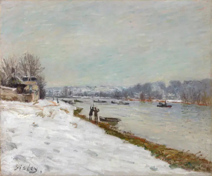 Il molo di Billancourt - Neve - Alfred Sisley
