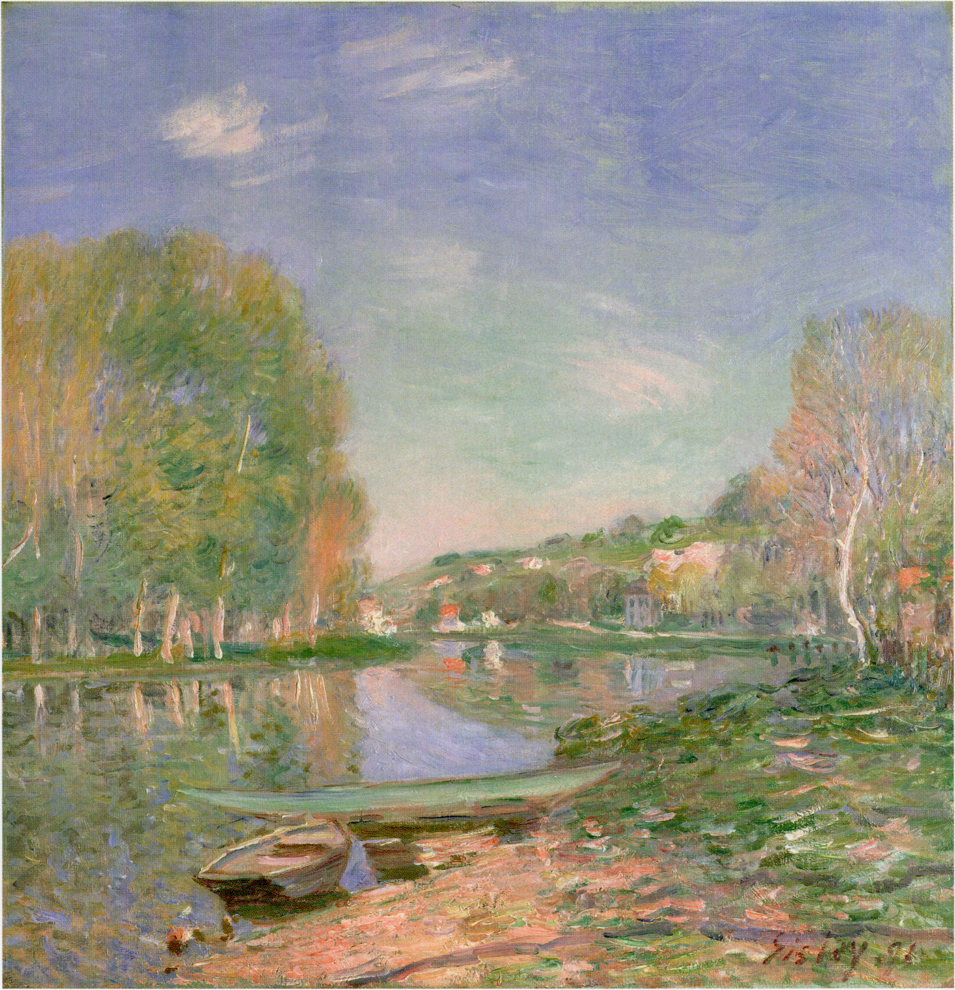 Reproduction du tableau « Les rives du Loing, matin - Alfred Sisley » par Alpha Reproduction en peinture à l’huile