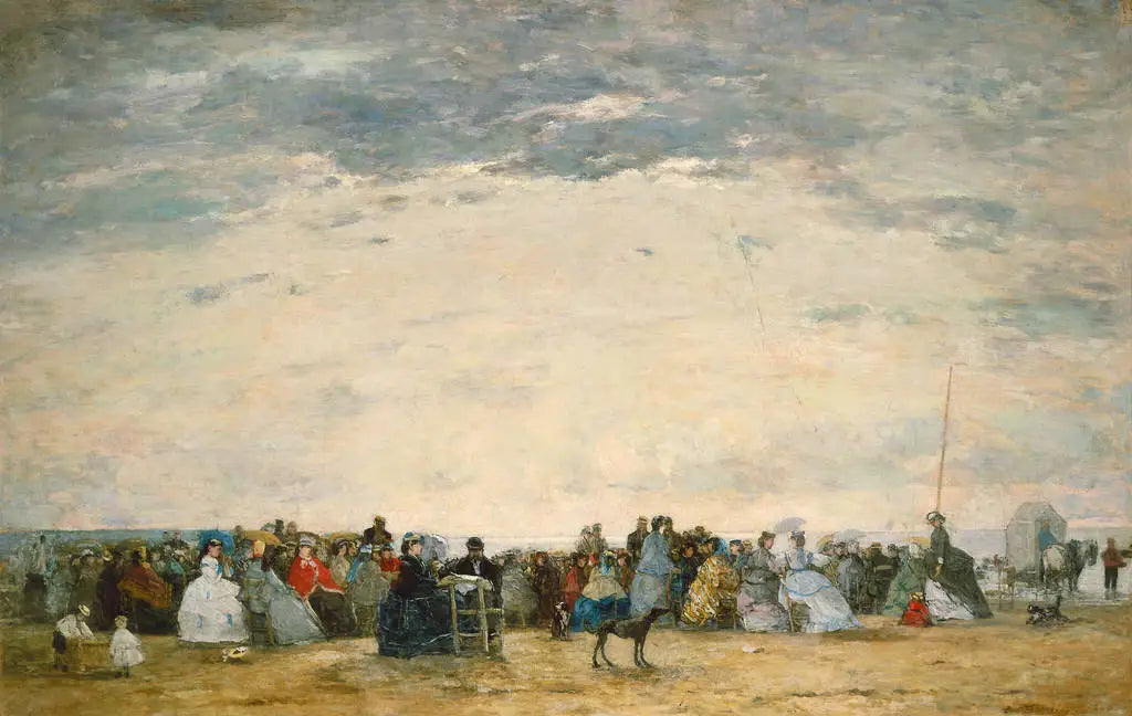 Reproduction du tableau « Les vacanciers sur la plage à Trouville - Eugène Boudin » par Alpha Reproduction en peinture à l’huile