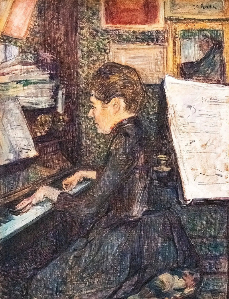 Mademoiselle Dihau al pianoforte - Henri de Toulouse-Lautrec