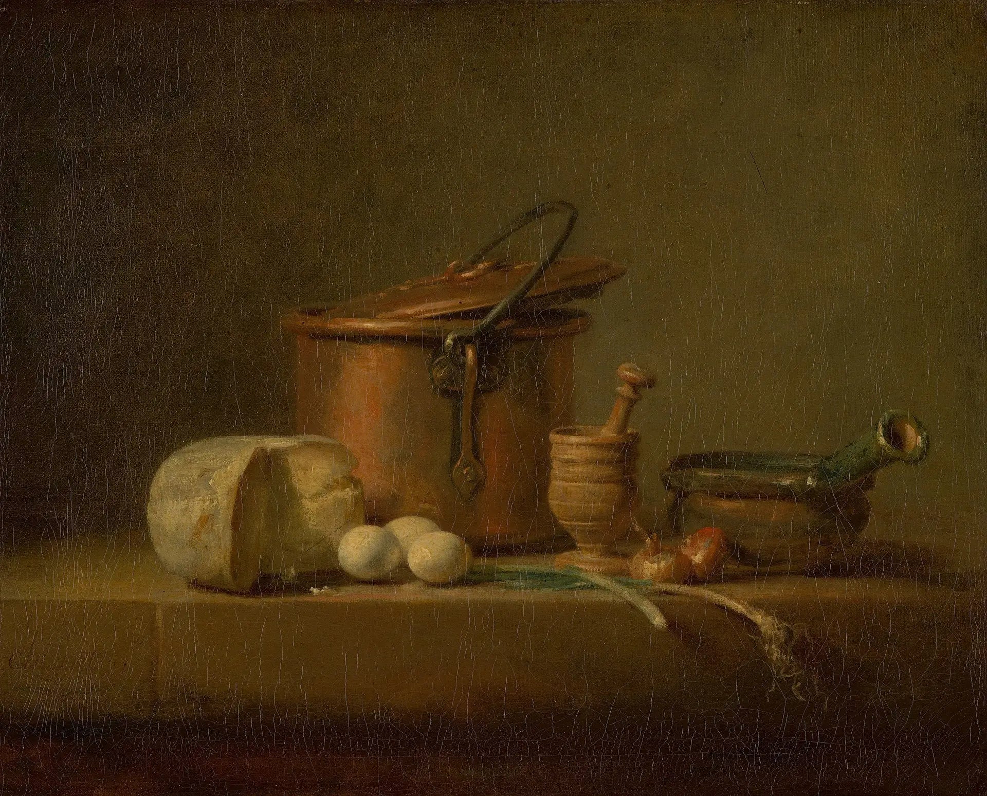 Nature morte avec pot en cuivre fromage et œufs - Jean Siméon Chardin - Alpha Reproduction