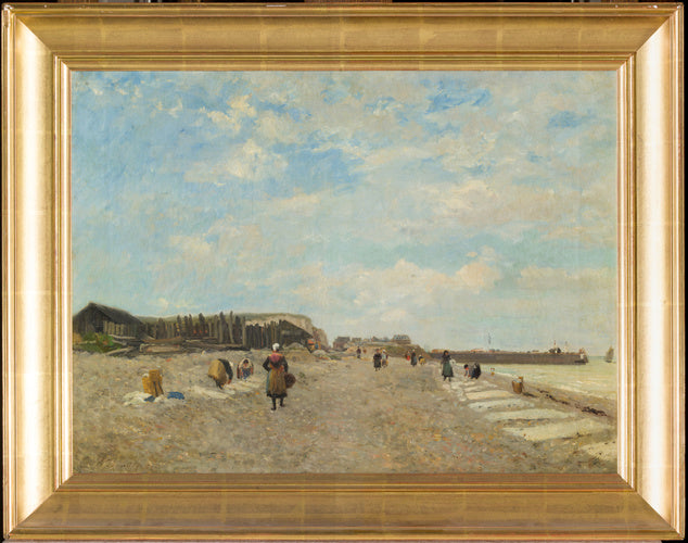 Normanne che stendono la biancheria su una spiaggia - Eugène Boudin