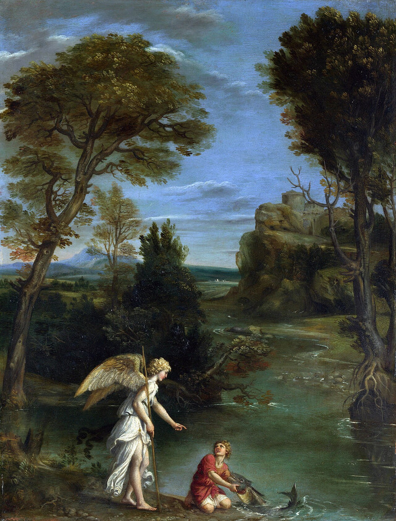 Paesaggio con Tobia che cattura il pesce - Domenichino