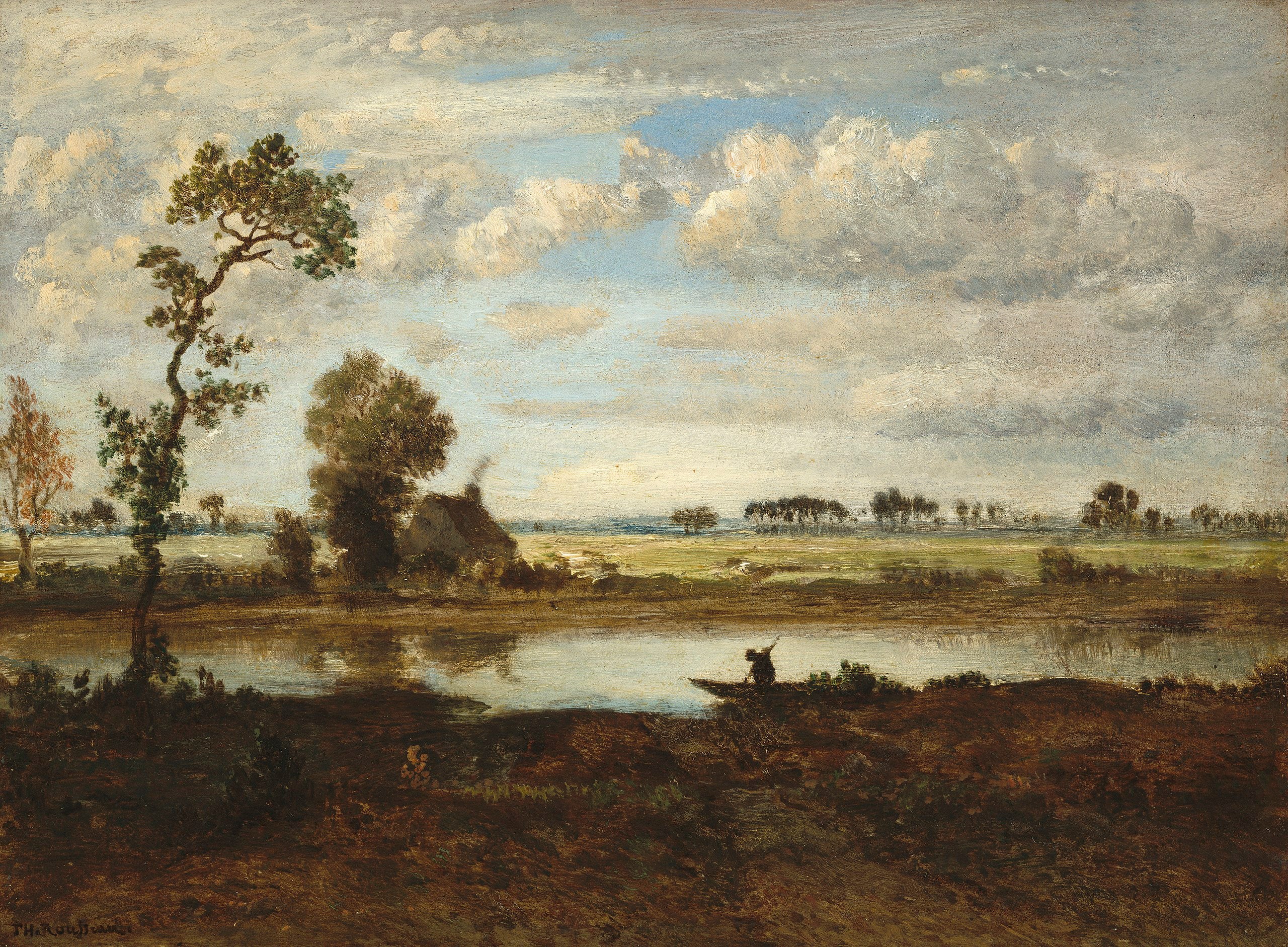 Paesaggio con barcaiolo - Théodore Rousseau