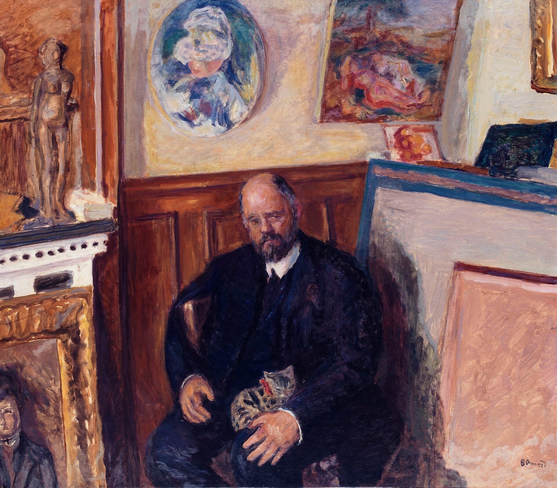 Reproduction du tableau « Portrait d'Ambroise Vollard au chat - Pierre Bonnard » par Alpha Reproduction en peinture à l’huile