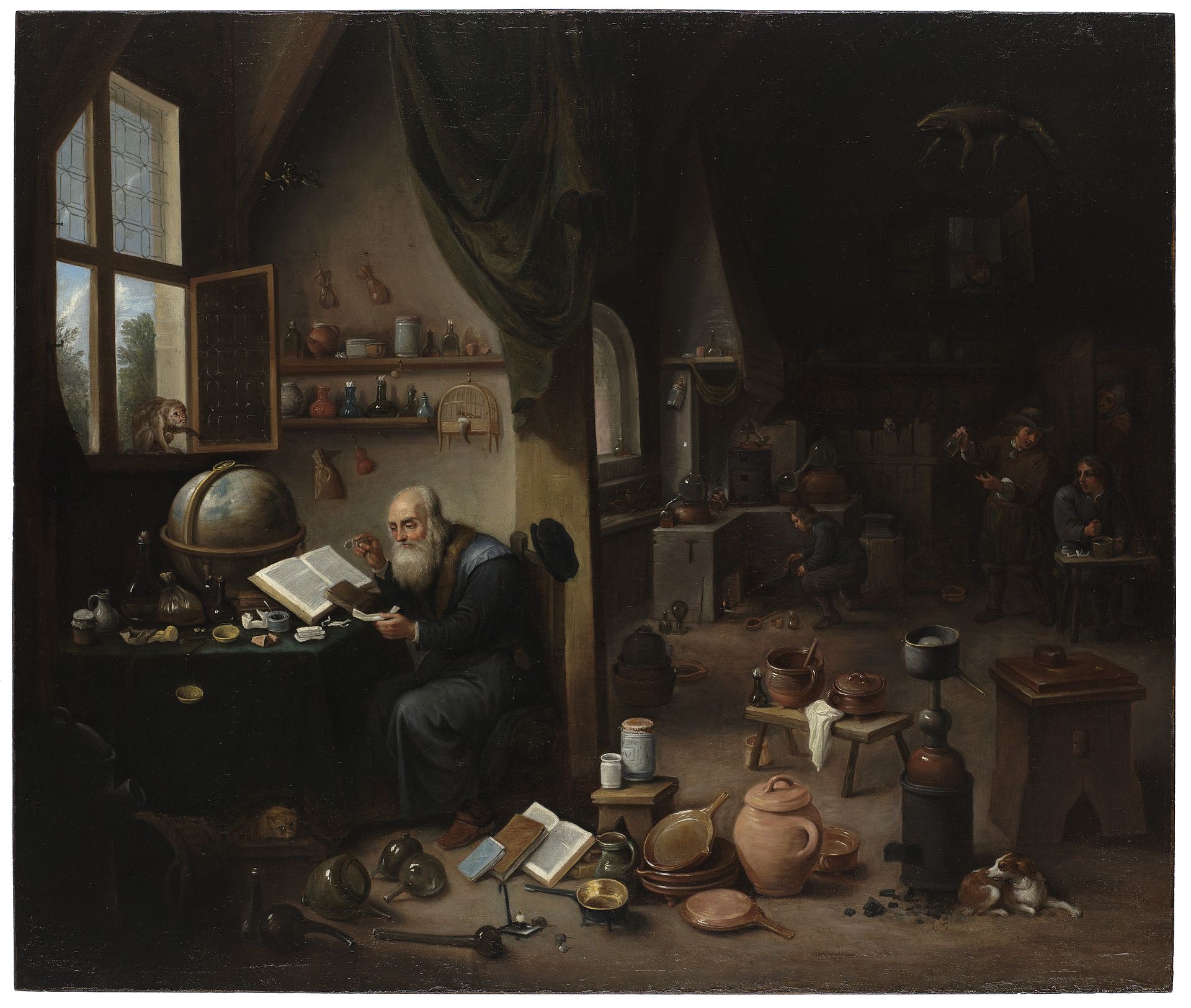 Un alchimiste dans son laboratoire. - David Teniers le Jeune