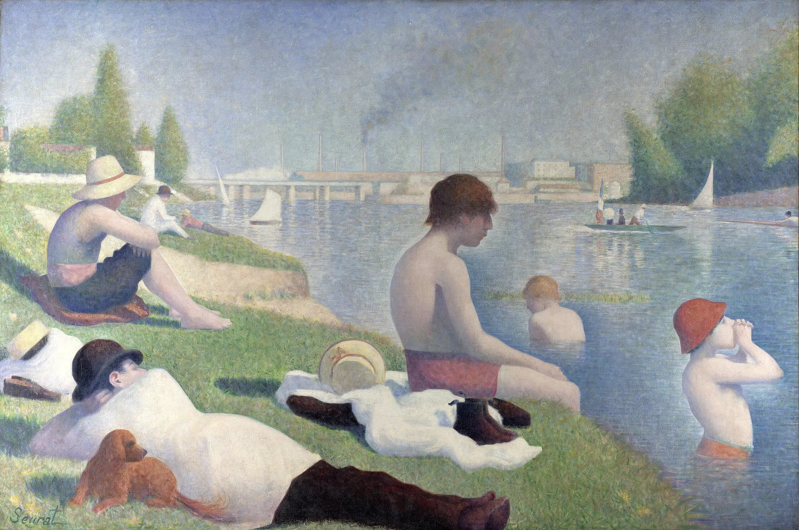 Reproduction du tableau « Une baignade à Asnières - Georges Seurat » par Alpha Reproduction en peinture à l’huile