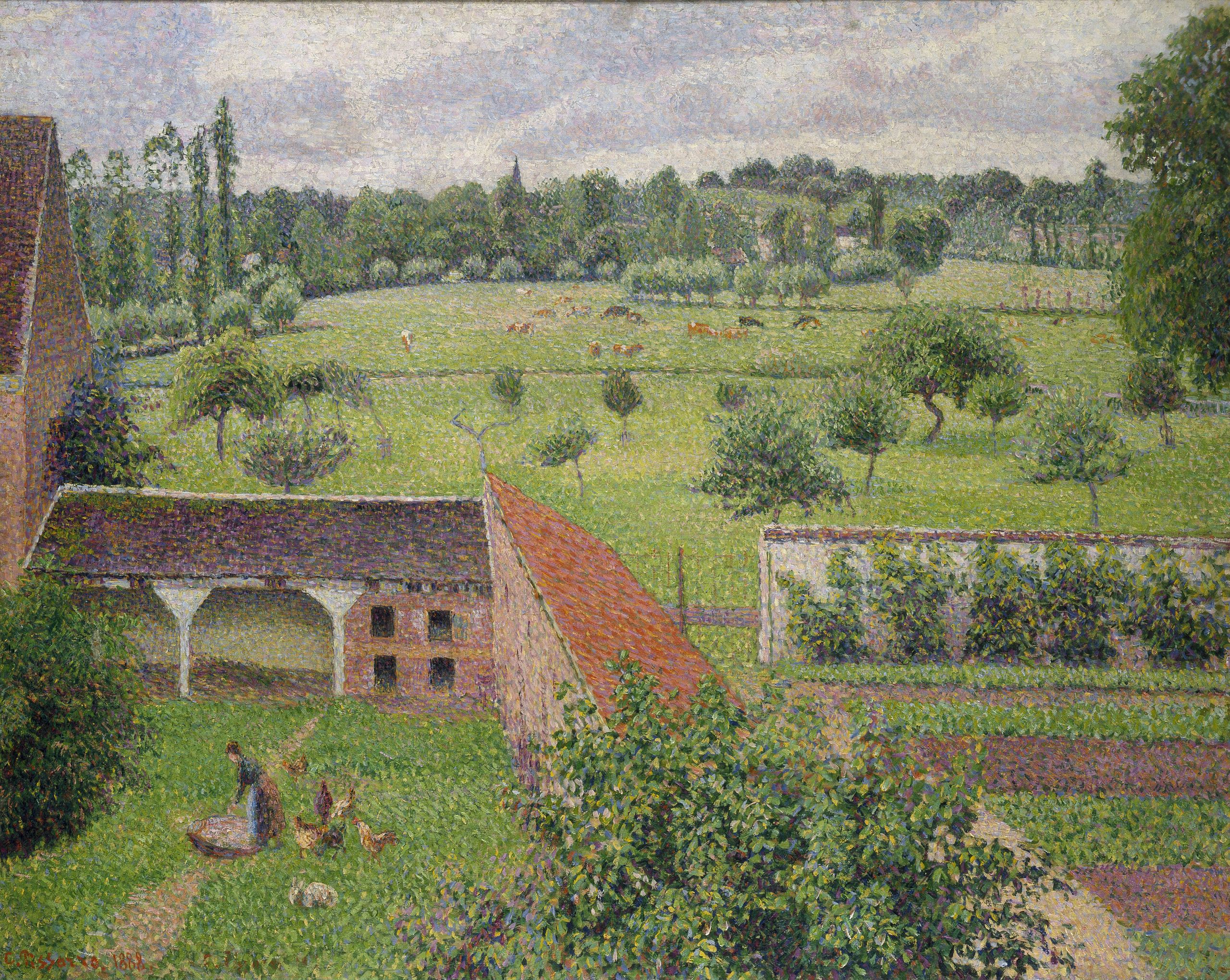 Reproduction du tableau « Vue de ma fenêtre, Éragny - Camille Pissarro » par Alpha Reproduction en peinture à l’huile