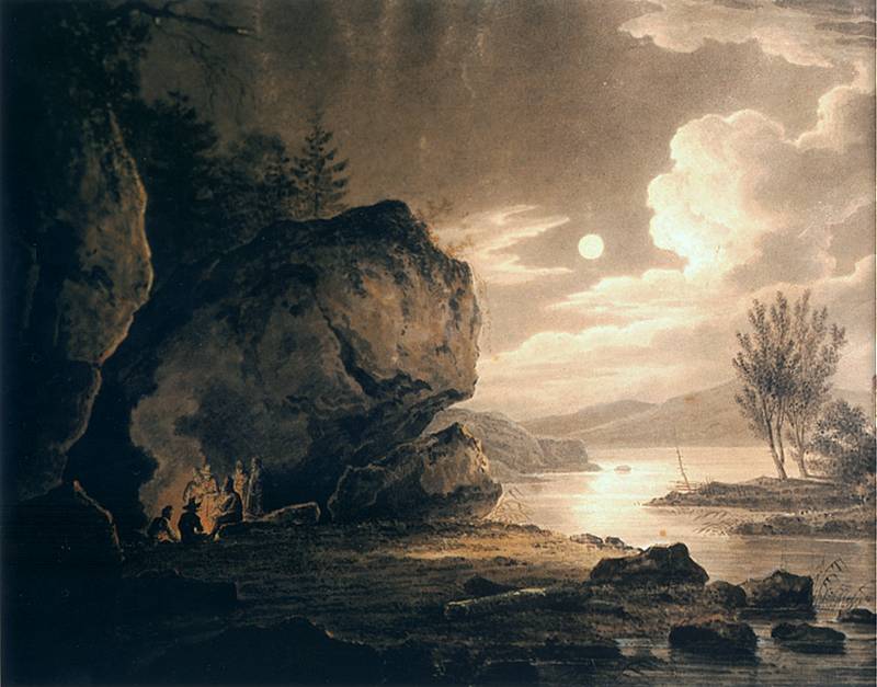 Paysage avec eau au clair de lune – Aleksander Orłowski