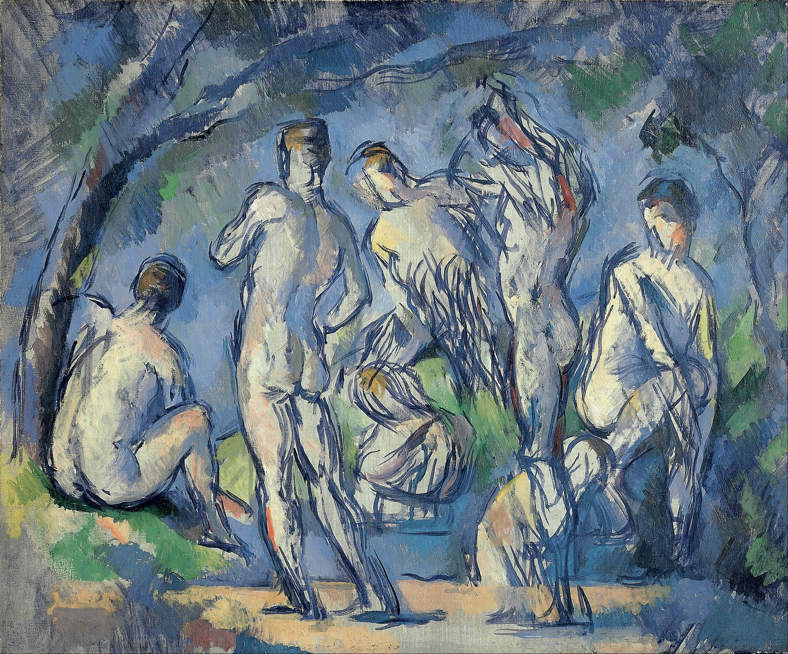 Reproduction du tableau « Groupe de sept baigneurs - Paul Cézanne » par Alpha Reproduction en peinture à l’huile