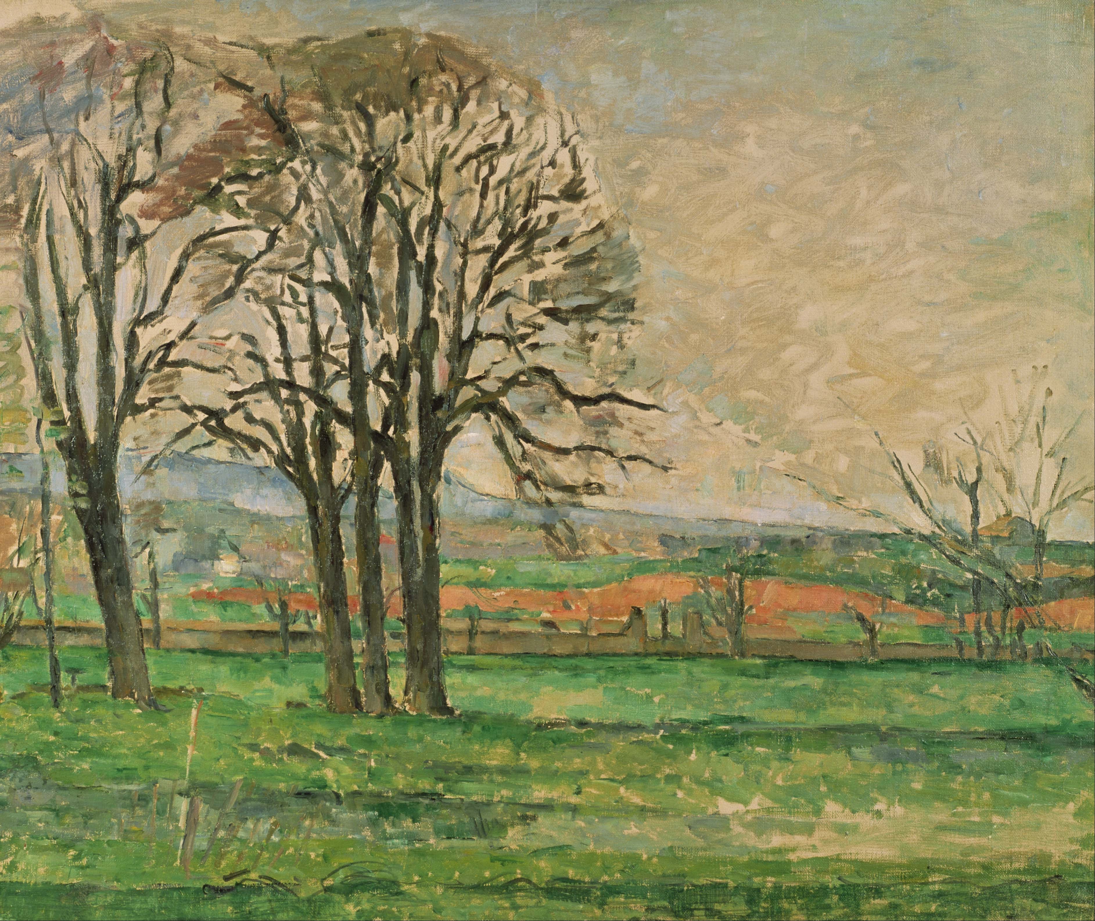 Reproduction du tableau « Les Arbres du Jas de Bouffan dénudés - Paul Cézanne » par Alpha Reproduction en peinture à l’huile
