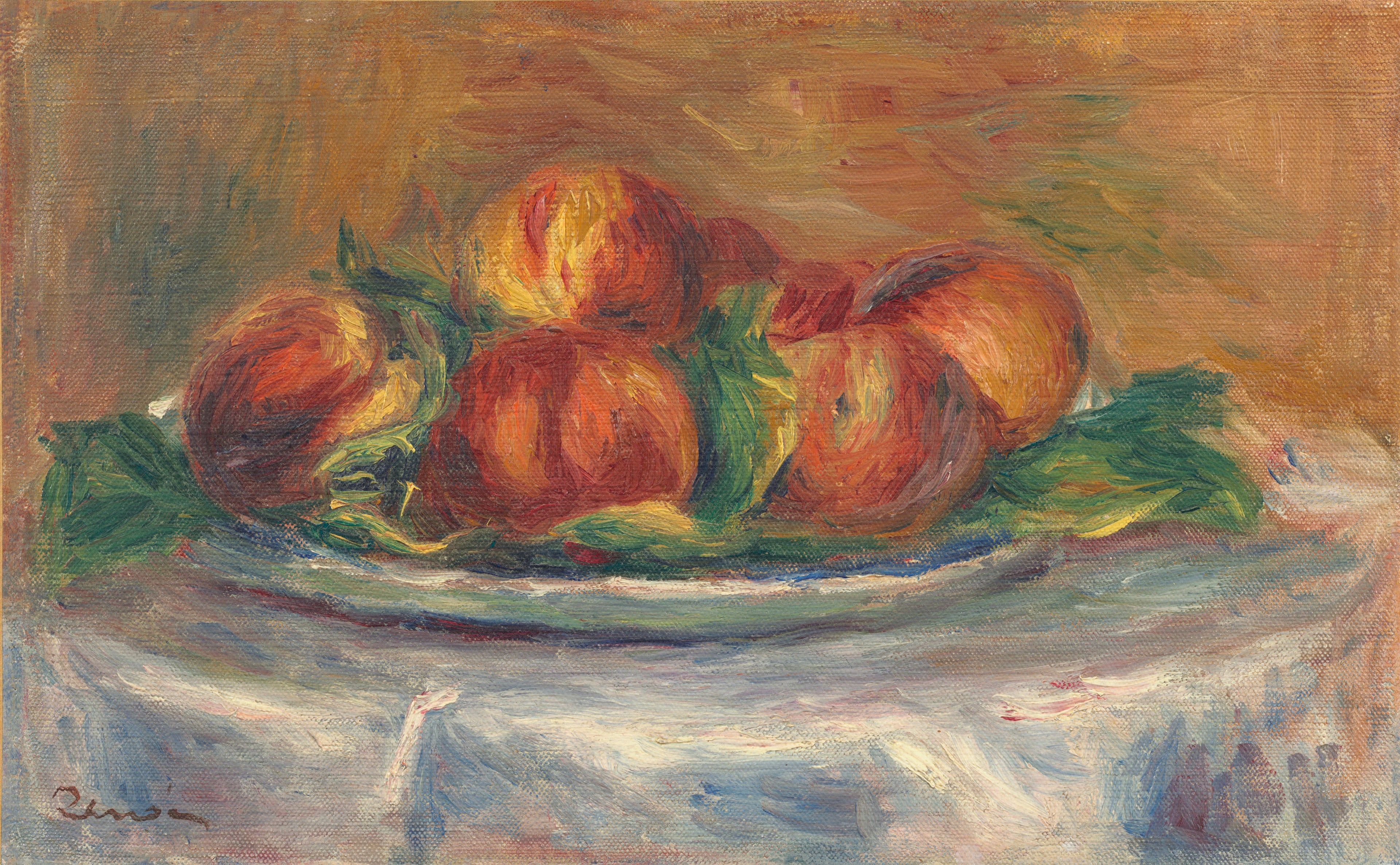 Reproduction du tableau « Pêches dans une assiette - Pierre-Auguste Renoir » par Alpha Reproduction en peinture à l’huile