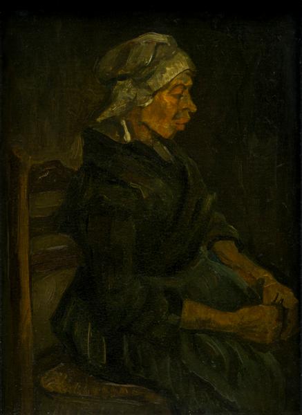 Reproduction du tableau « Paysanne assise avec un bonnet blanc - Vincent van Gogh » par Alpha Reproduction en peinture à l’huile