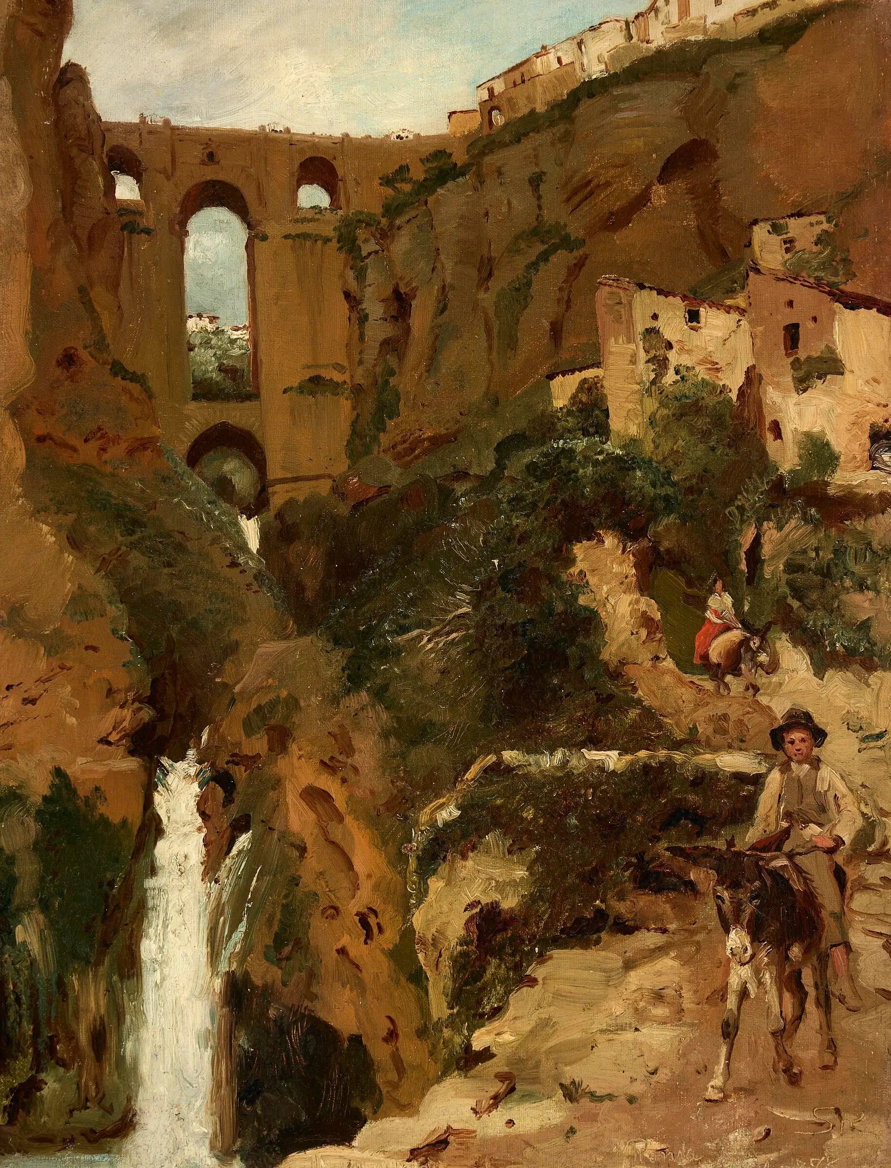 Pont surplombant une gorge rocheuse. Deux cavaliers. Ronda Espagne. - Peder Severin Krøyer - Alpha Reproduction