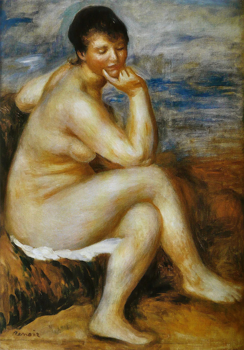 Bagnante seduta su una roccia - Pierre-Auguste Renoir